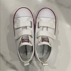 Converse Kids White and Red Velcro Sneakers